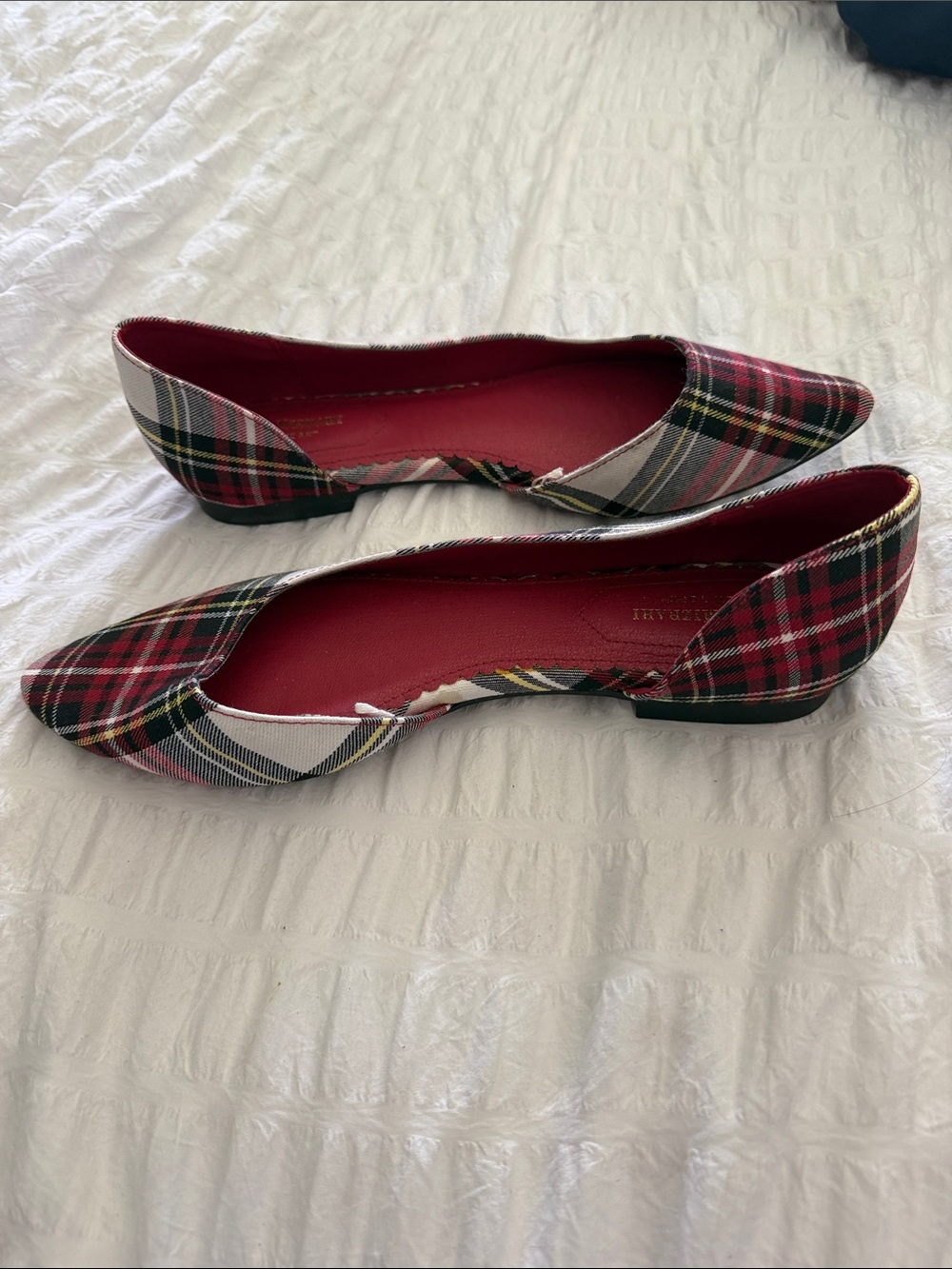 Isaac Mizrahi Red Plaid Pointed-Toe Flats